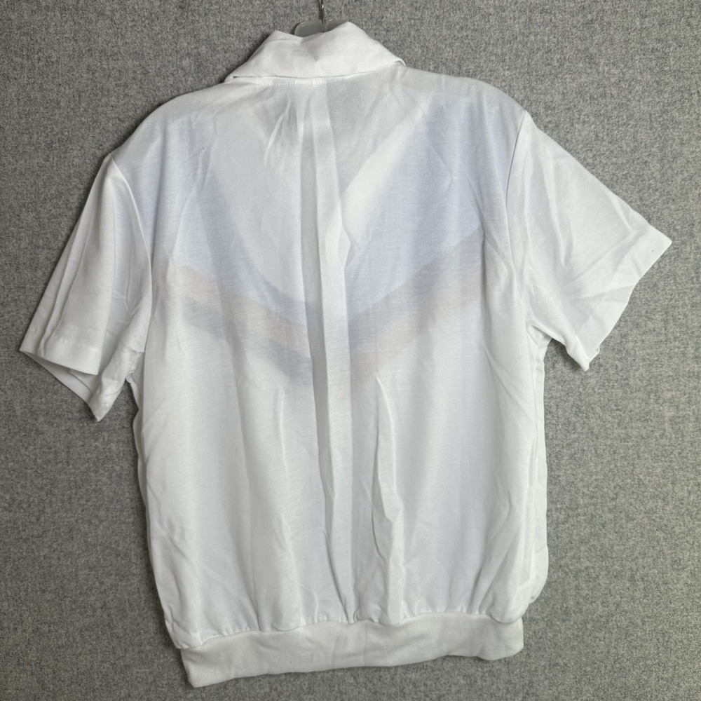 NWT Vintage Blair Womens Top Blouse Large Collared Short Sleeve Blue White - Picture 11 of 12